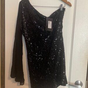 Guess by Marciano One Shoulder Sequin Mini Dress Sz L